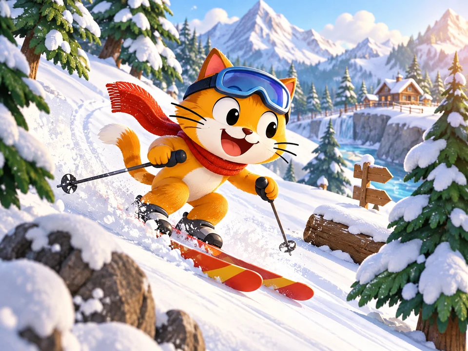 Scratch 猫滑雪封面