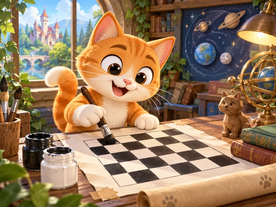 绘制黑白棋盘封面